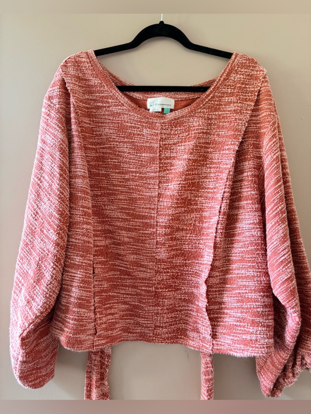Anthropologie Coral Textured Knit Sweater w/ back cutout